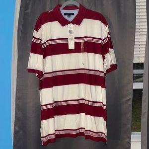XXL Tommy Hilfiger maroon/white striped polo with tags still on